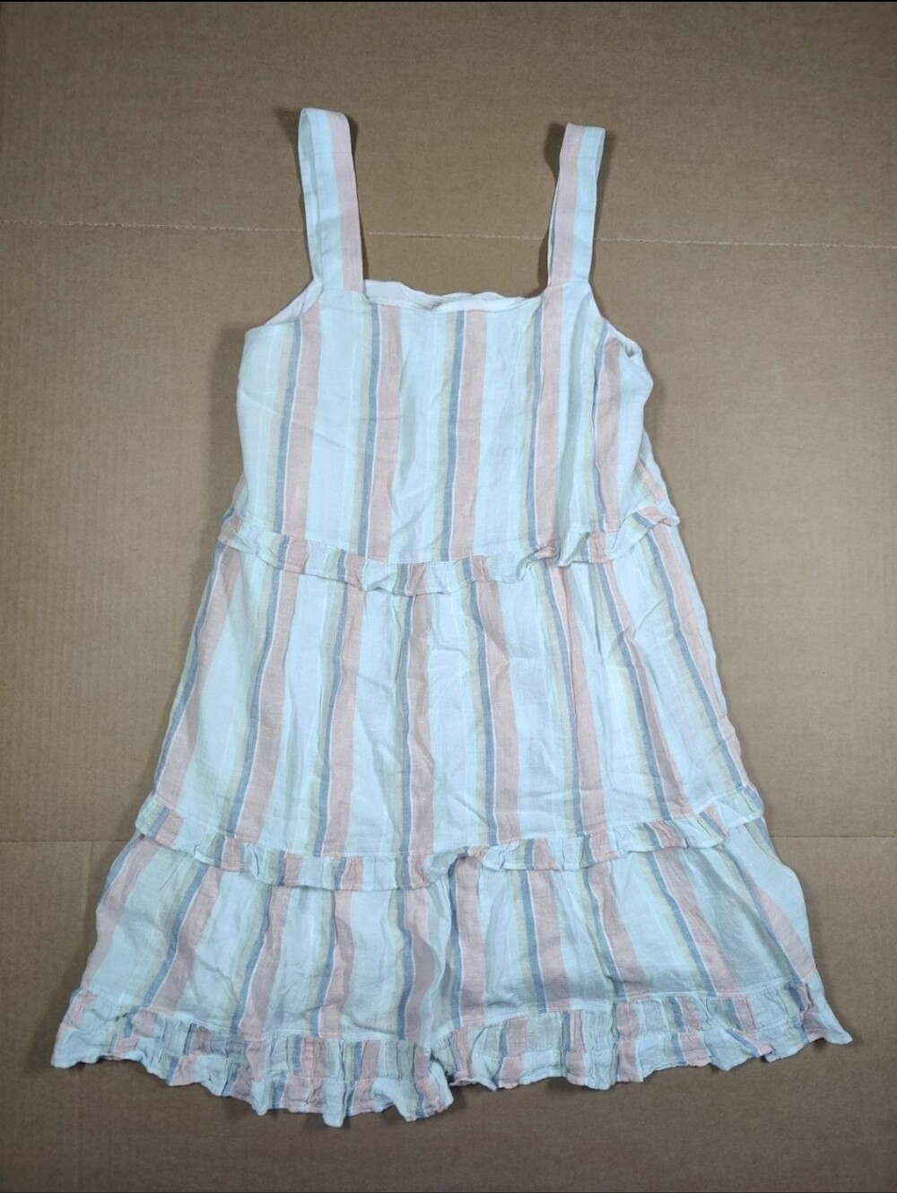 NWT Rails Sandy Biarritz Multi Stripe White Pink Linen Dress Size M Retail 188$